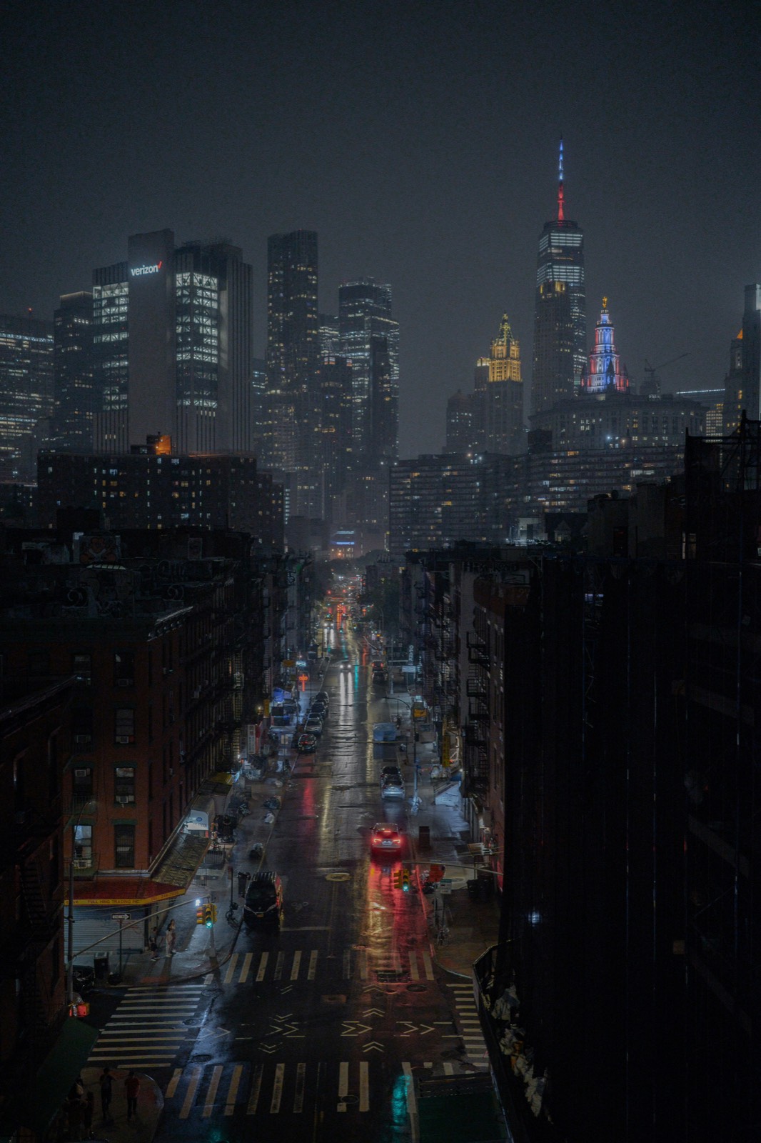 Stylized Manhattan skyline at night